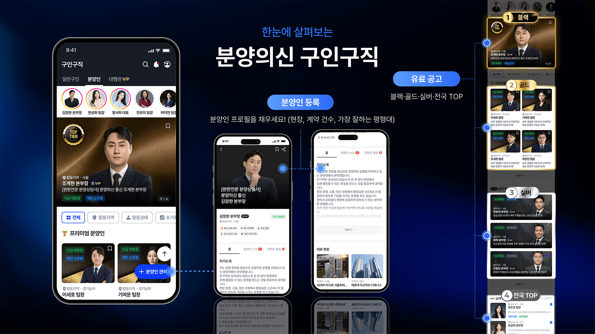 분양의신 구인구직 및 분양인 서비스 화면